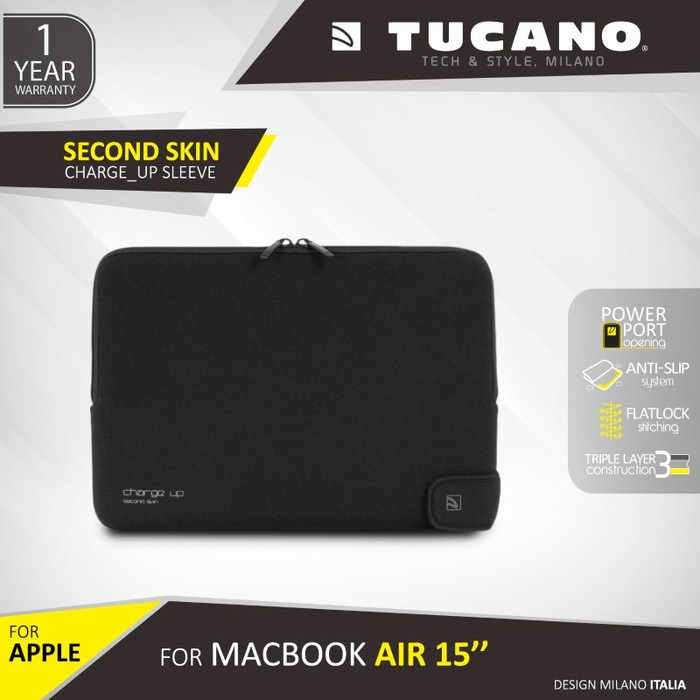 Tucano Second Skin Charge Up Sleeve For Macbook 15" | Sleeve Macbook 15 Inch | Tas Laptop 15 Inch| T