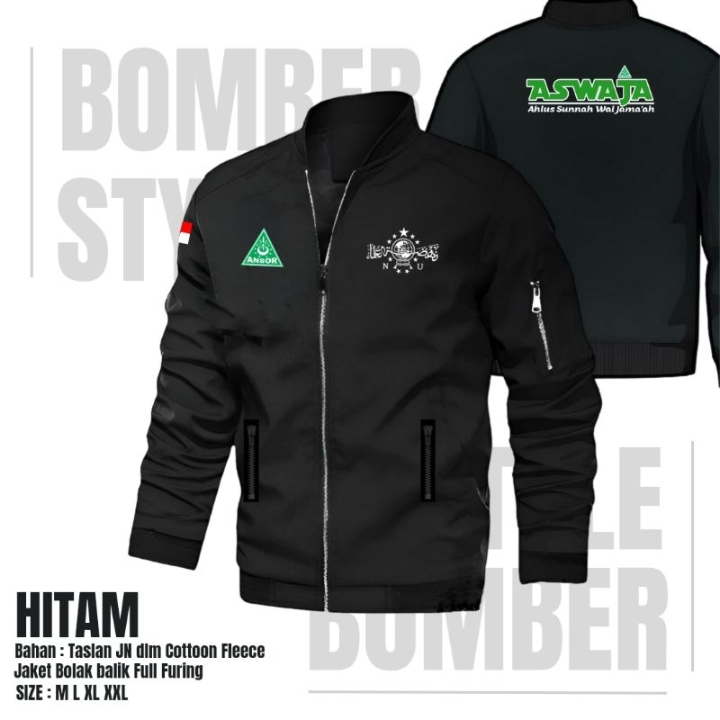 JAKET NU ASWAJA ANSOR FUL FURING BOLAK BALIK CUSTOM SABLON TERBARU