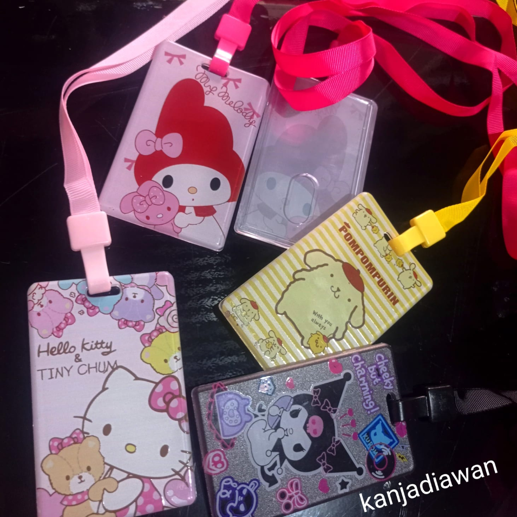 

ID Card Holder Sanrio Name Tag Lanyard Kuromi Melody Hello Kitty Pompompurin AKrilik Sanrio