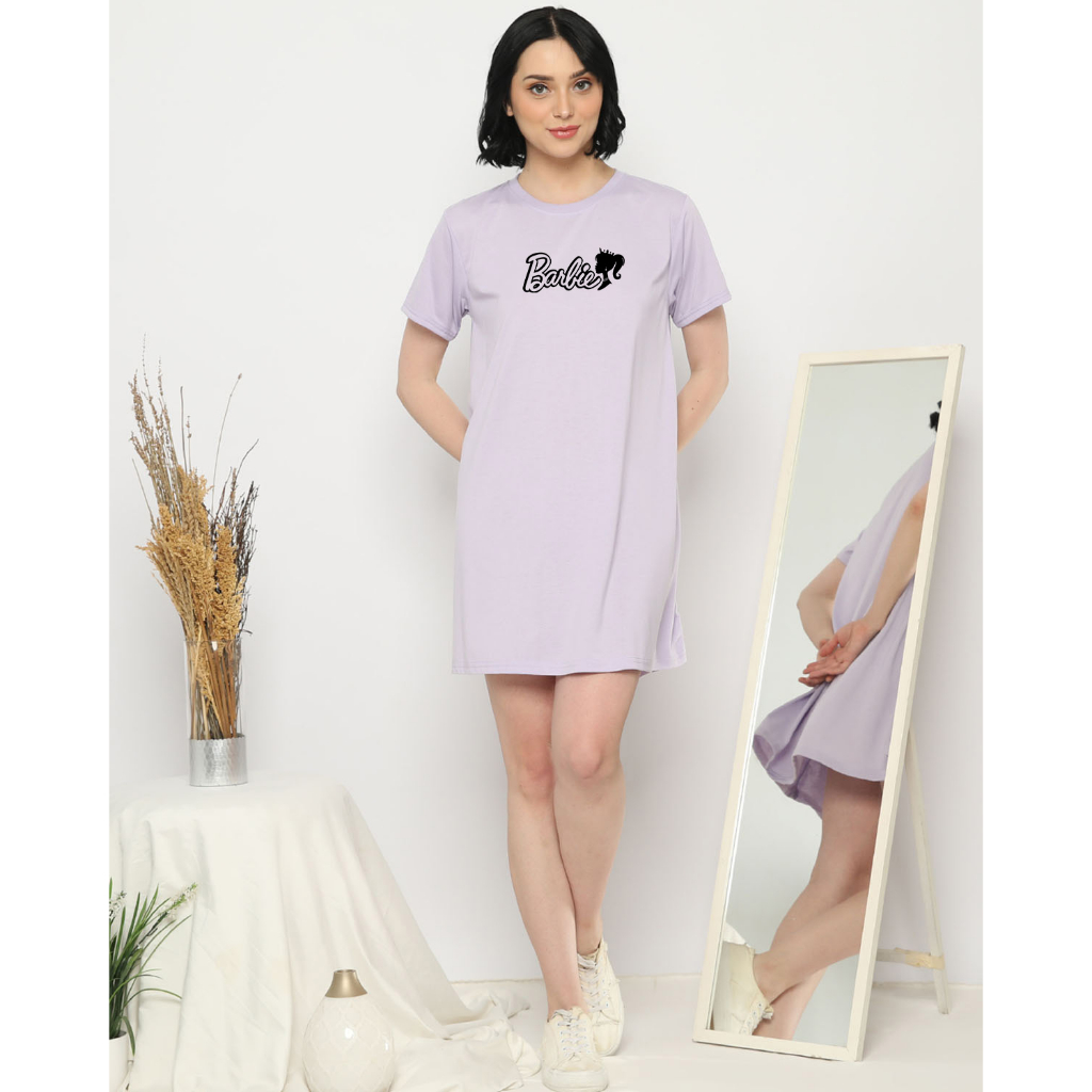 YOURSTYLE1119 - BASIC MINI DRESS BARBIE FACE QUEEN TUNIK OVERSIZE TSHIRT KEKINIAN OVERSIZE