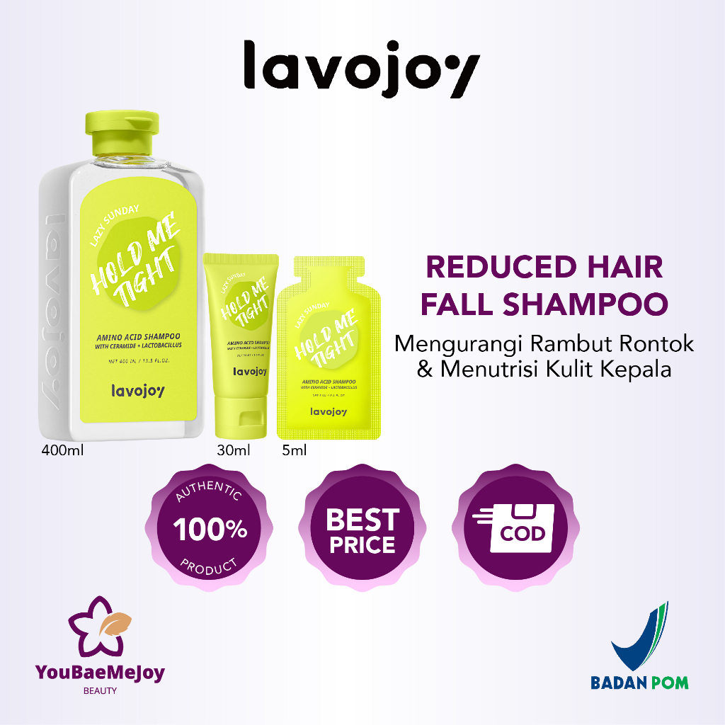 LVJ lavojoy Hold Me Tight Shampoo Lazy Sunday | Perawatan Rambut | Anti Rontok | Ceramide | Salicylic Acid | Sampo Rambut Rontok Best Selling】