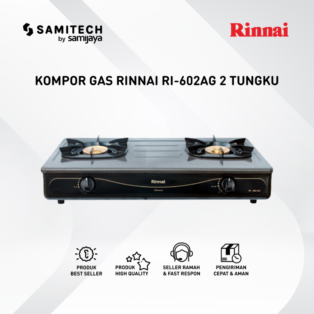 KOMPOR GAS RINNAI 2 TUNGKU RI-602AG / RI602AG / RI 602 AG BERGARANSI