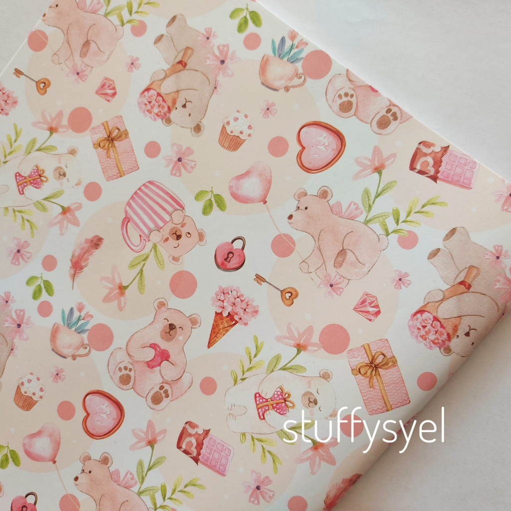 

Kertas Kado Sansan Wawa Beruang Hati LOVELY BEAR Wrapping Paper Sansan Wawa bisa untuk Sampul Buku