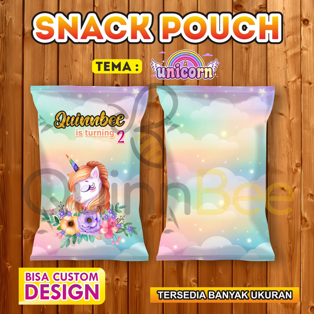 

Snack Pouch Jumbo|Pouch Ultah|Kemasan Snack Ulang Tahun|Birthday Snack Pouch (Gratis Design) - UNICORN