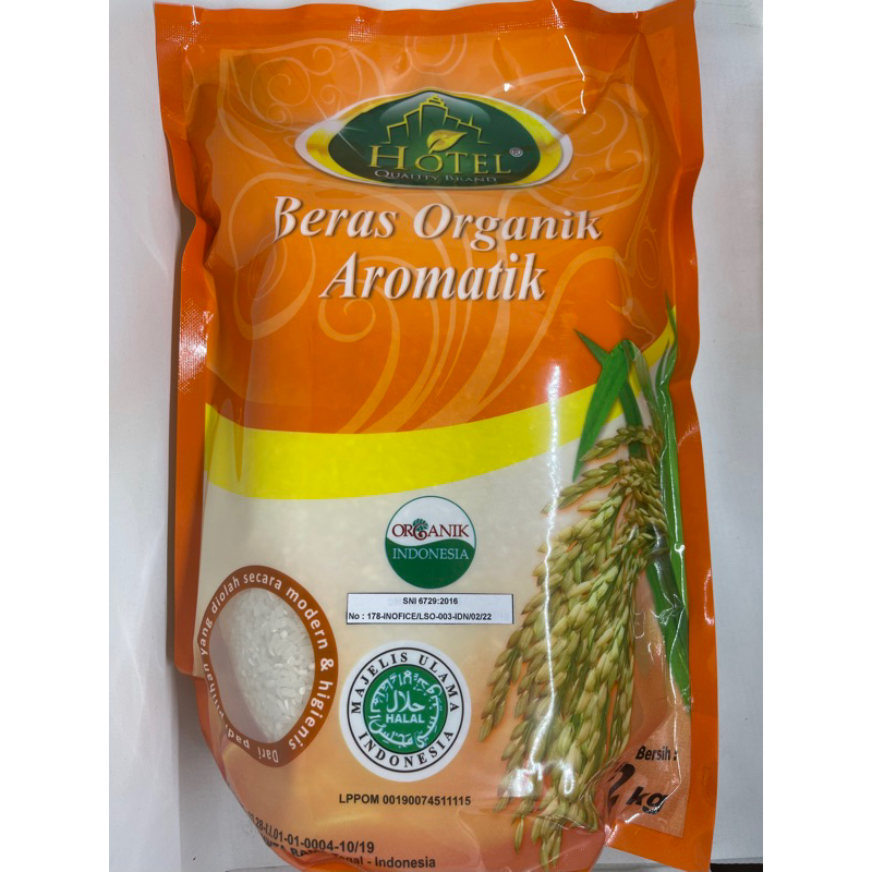 

BERAS Hotel Putih Pandan Wangi Organic 2kg ( Kemasan Baru )