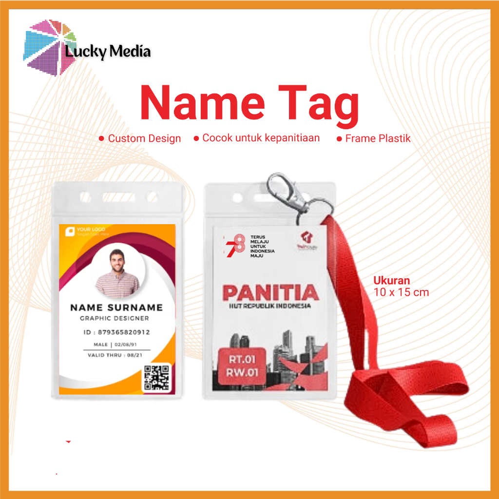 

Cetak Nametag 10x15cm Tanda Pengenal Panitia Nama Name Tag ID Card Seminar Lomba