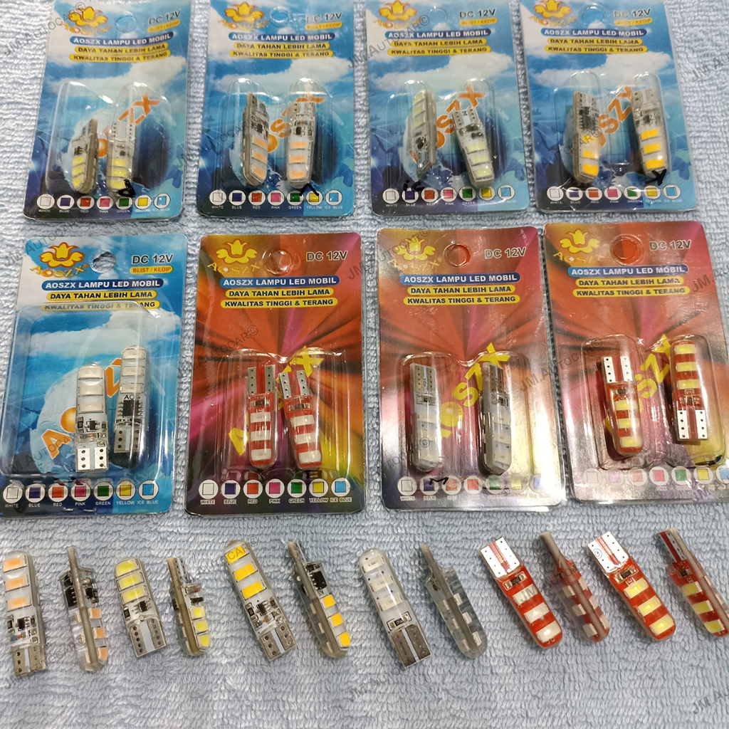 Bola Lampu Senja LED T10 AOSZX 6 mata 12v Kedip Blitz Diam Bohlam Tancap cocok untuk mobil pribadi (