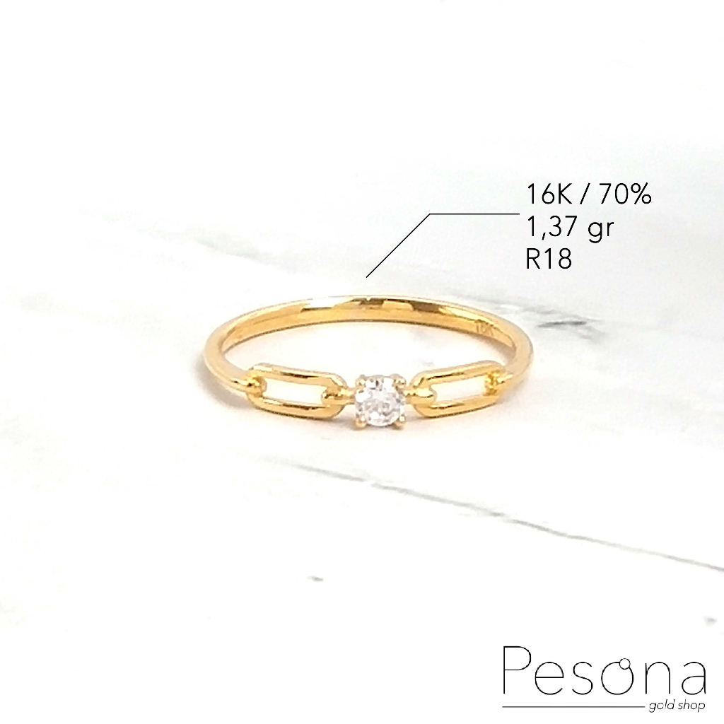 CINCIN EMAS KUNING MODEL SOLITAIRE R18 | 16K | 1,37 gram