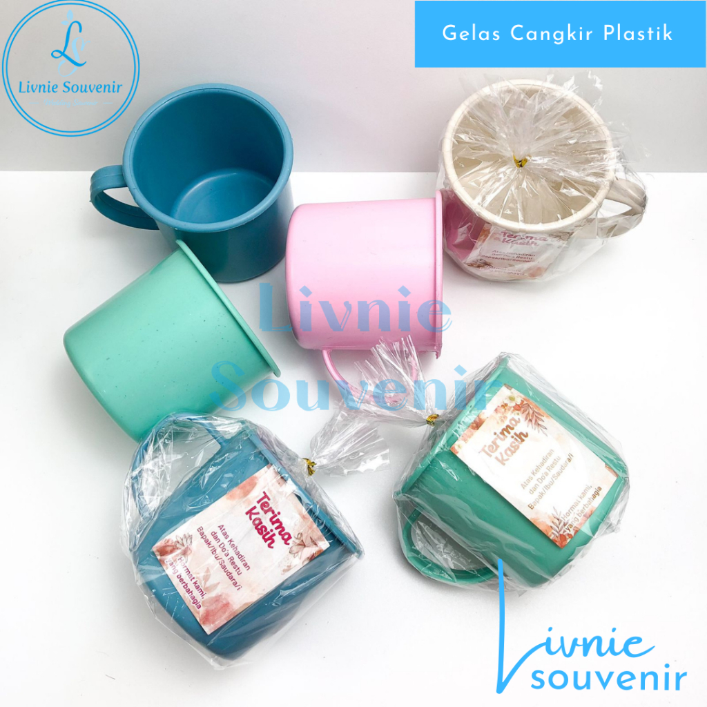 Souvenir Gelas Cangkir plastik Kemasan plastik