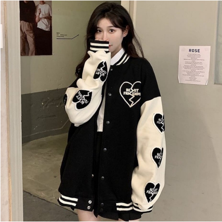 BEST FRIEND JAKET BASEBALL VARSITY WANITA / VARSITY JAKET / JAKET WANITA KOREAN.