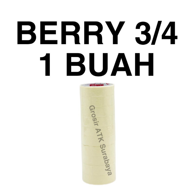 

( DAPAT 1 BUAH ) MASKING TAPE BERRY 3/4" / Isolasi Kertas Masking Tape Berry Kecil 3/4" Inch 15 MM