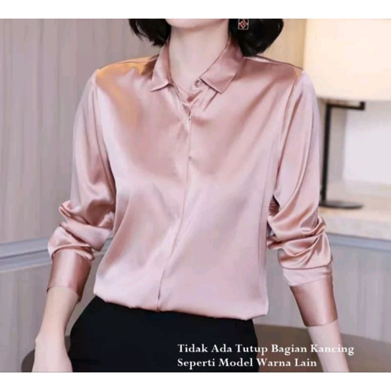 Kemeja satin wanita / Kemaeja kekinian / outfit kuliah / Hijabable