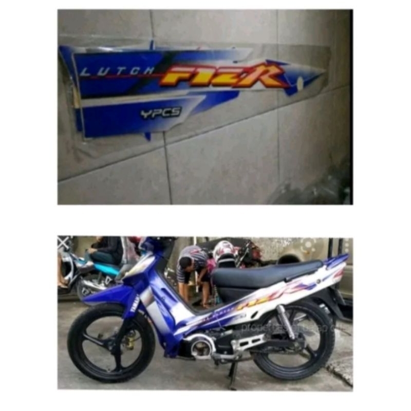 Striping stiker Yamaha Fiz R 2003 putih biru