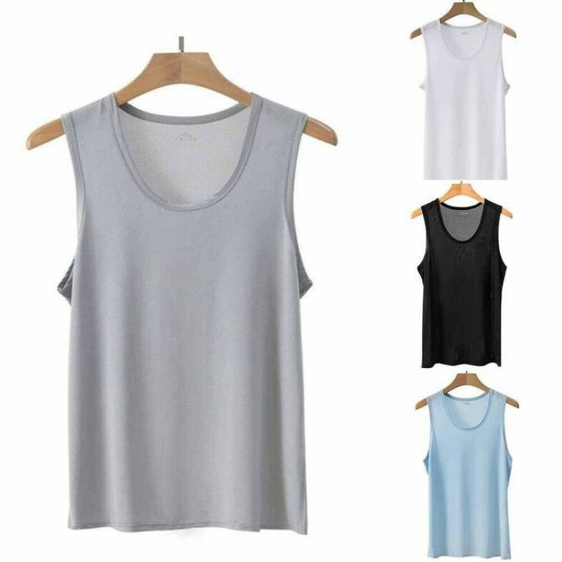 Kaos dalam pria dewasa singlet pria Tanktop Jumbo warna polos katun kaos kutang pria