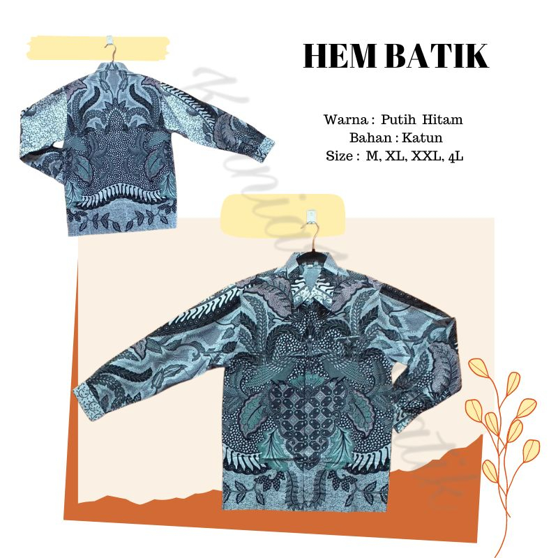 Hem Batik Pria Putih Hitam