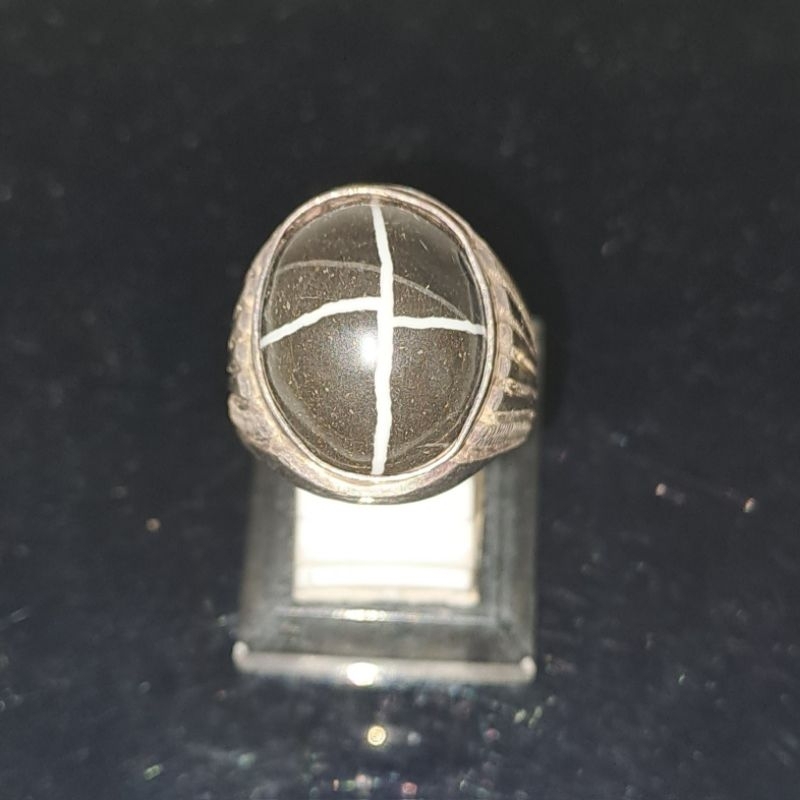 Cincin Perak Batu Tapak Jalak Hitam