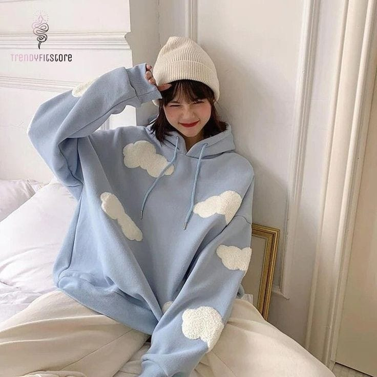 [COD] Sweater Wanita Hoodie Oversize Cloud Sky