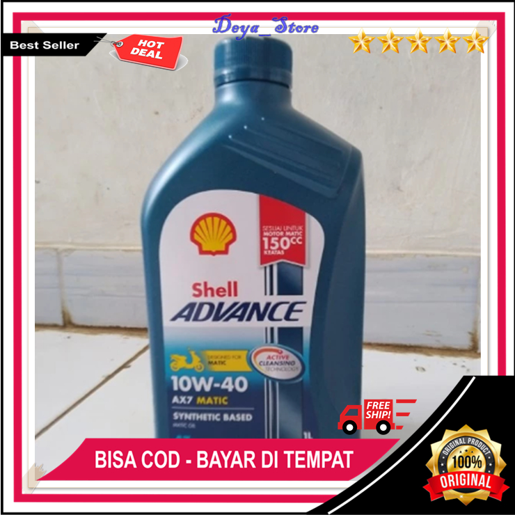 OLI SHELL ADVANCE AX7 10W-40 1 LITER ORI OLI SHELL ADVANCE SCOOTER MATIC MOTOR MATIC 1000ML ORIGINAL