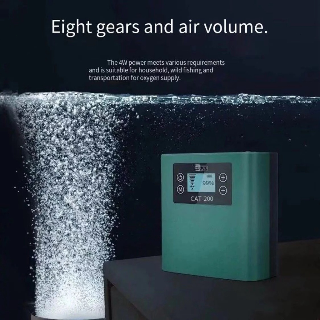 ⚡100% Original⚡CAT-200 Pompa Udara Akuarium Aksesori Aerator Pump Akuarium Pompa Oksigen Memancing Luar Ruangan Aerator Tangki Ikan Dapat Diisi Ulang Baterai Lithium Usb LZ