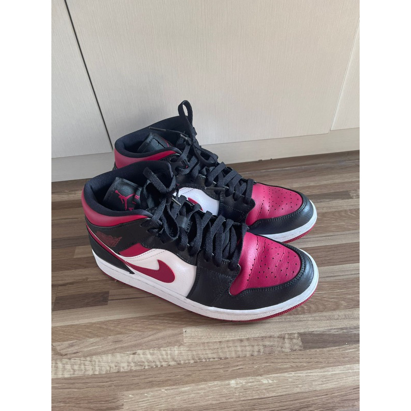 Nike Air Jordan 1 Mid Maroon Red White Original