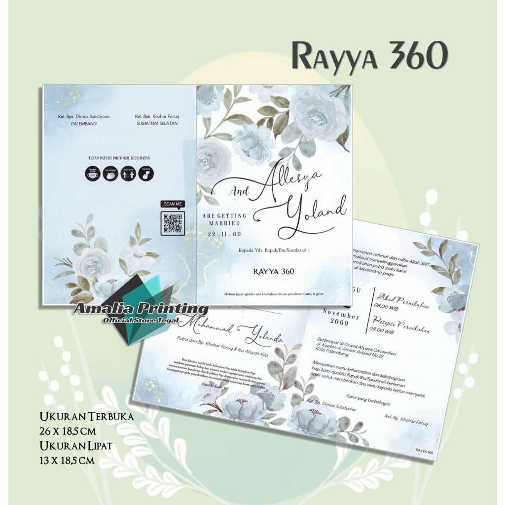 Undangan Pernikahan Simple, Elegan, Murah, Unik, Aesthetic, Rustic, Mewah – Undangan Seri Rayya