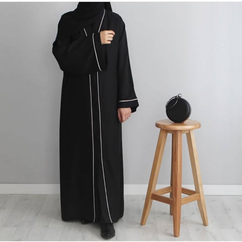 Promo abaya outer pita -cardigan kancing - abaya hitam terbaru