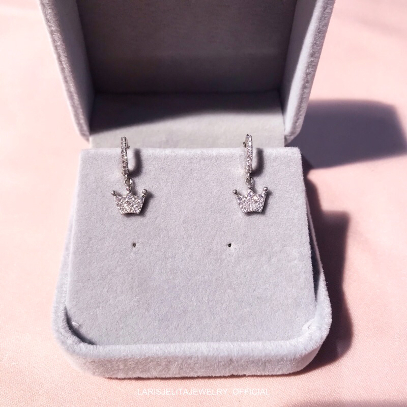 Code:S1007 - Anting Klip Kids White Crown S925