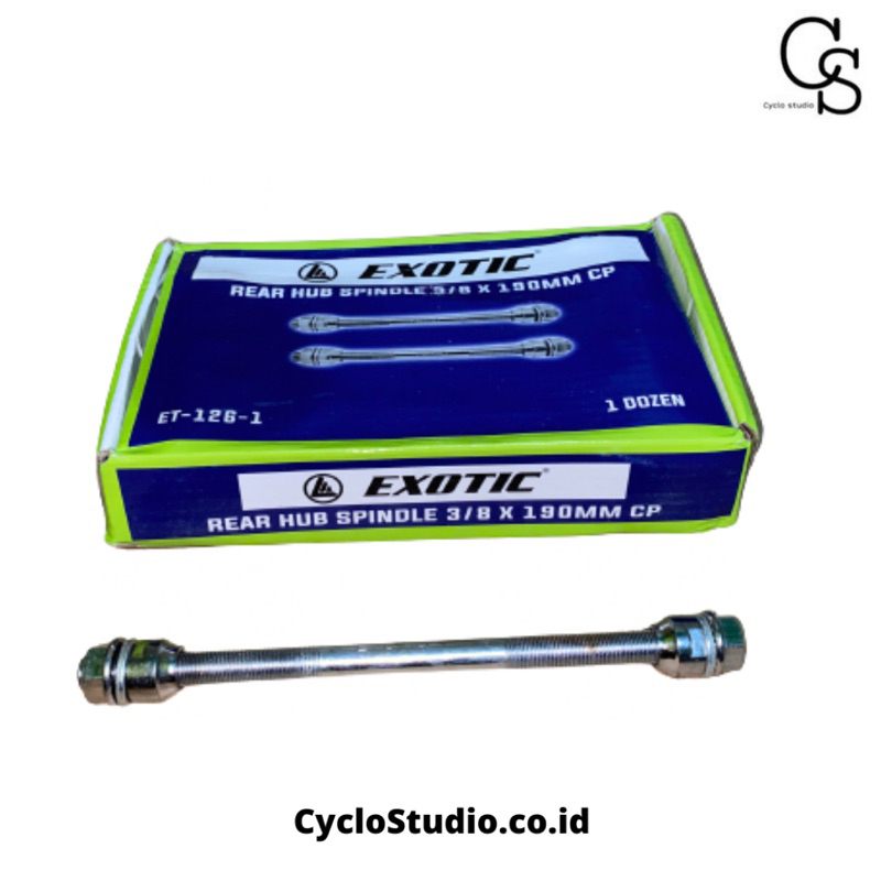 As Sepeda Roda Belakang Rear Hub Spindel 3/8 x 190mm Exotic ET 126-1 Chrome