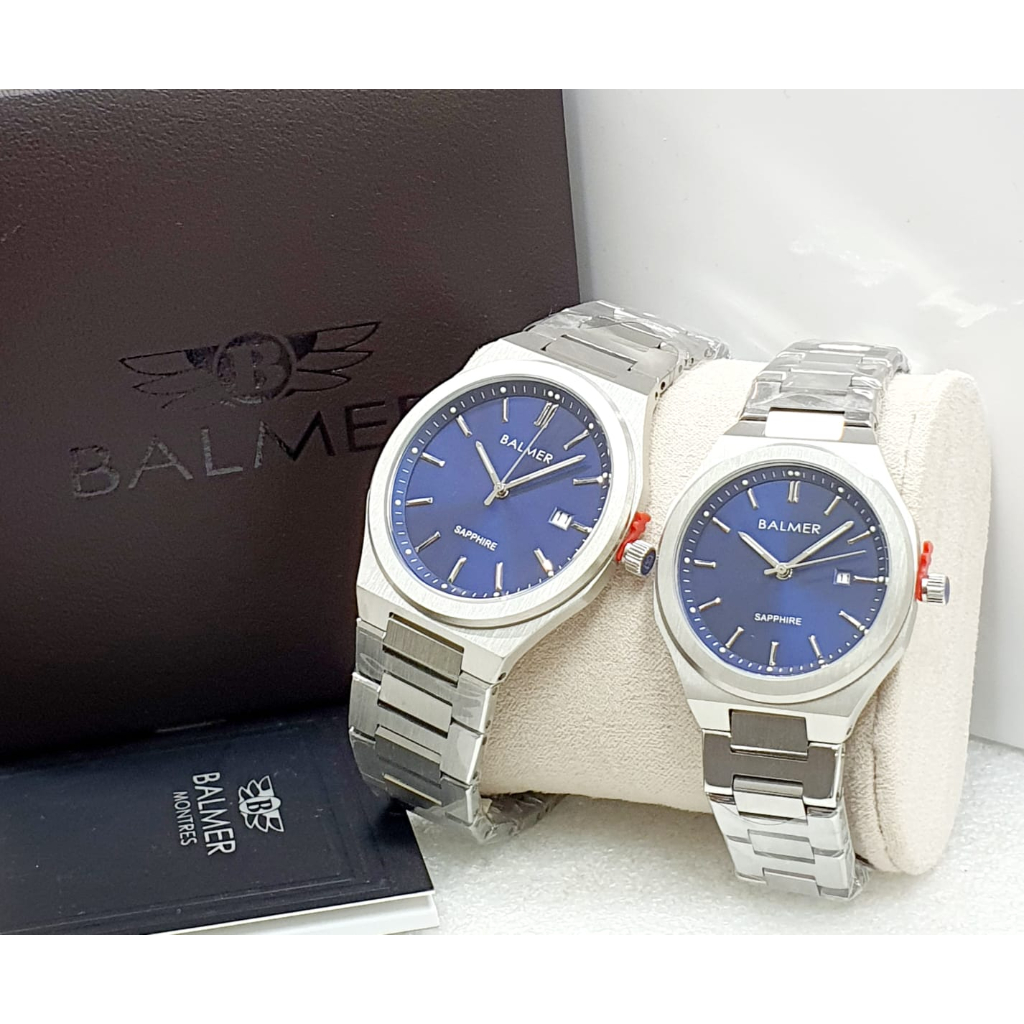 Jam Tangan Balmer 2710 Silver Blue Couple Sapphire Original