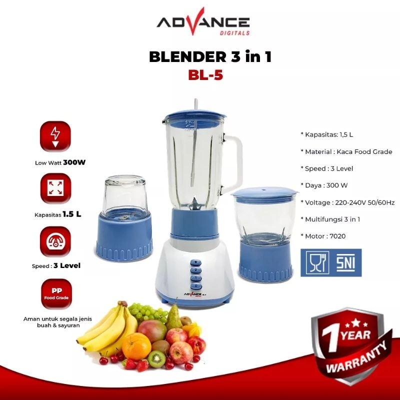 Advance BL5 Blender Kaca Serbaguna 3 in 1