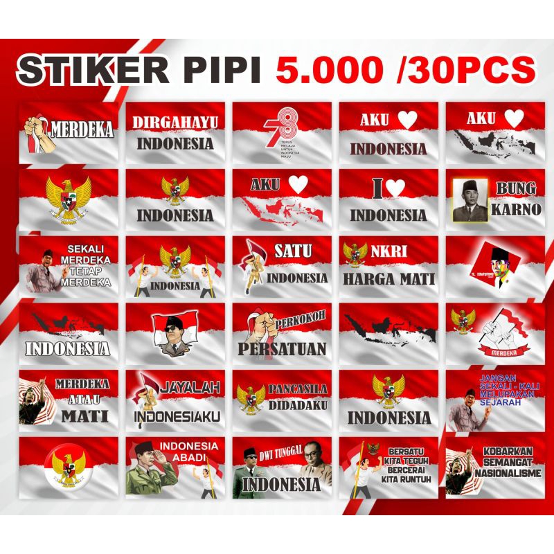 

Stiker Pipi Kemerdekaan Mix 30 pcs