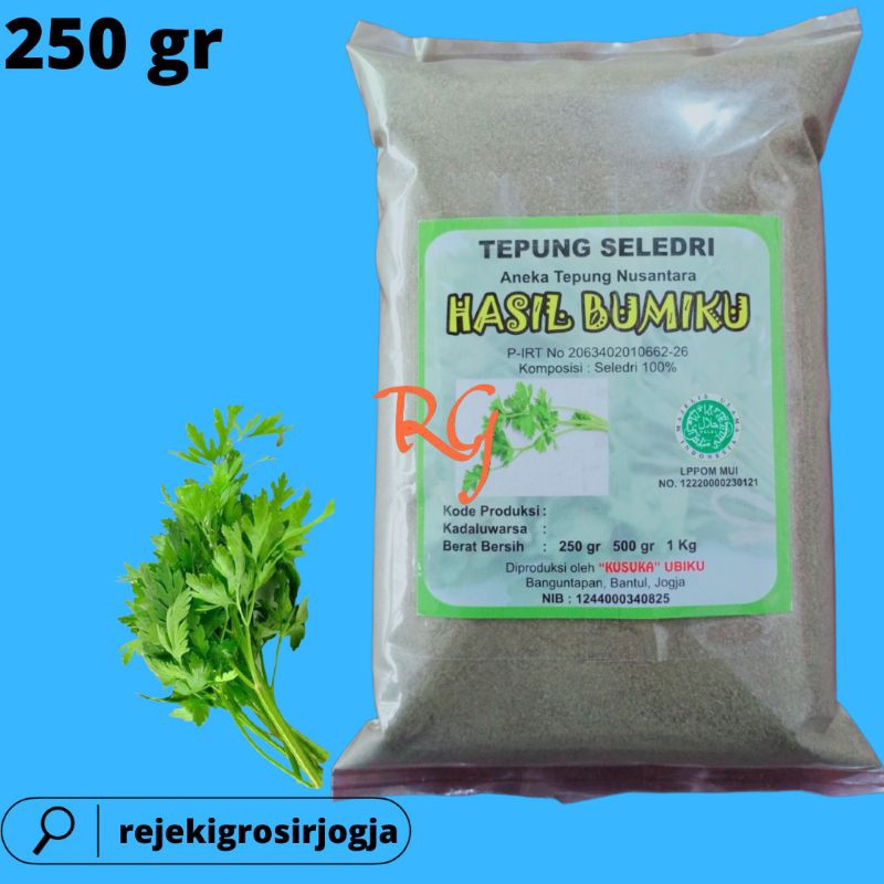 

Tepung Daun Seledri kemasan 250 gram/ Celery Powder kemasan 250 gram/Daun Seledri bubuk kemasan 250 gram