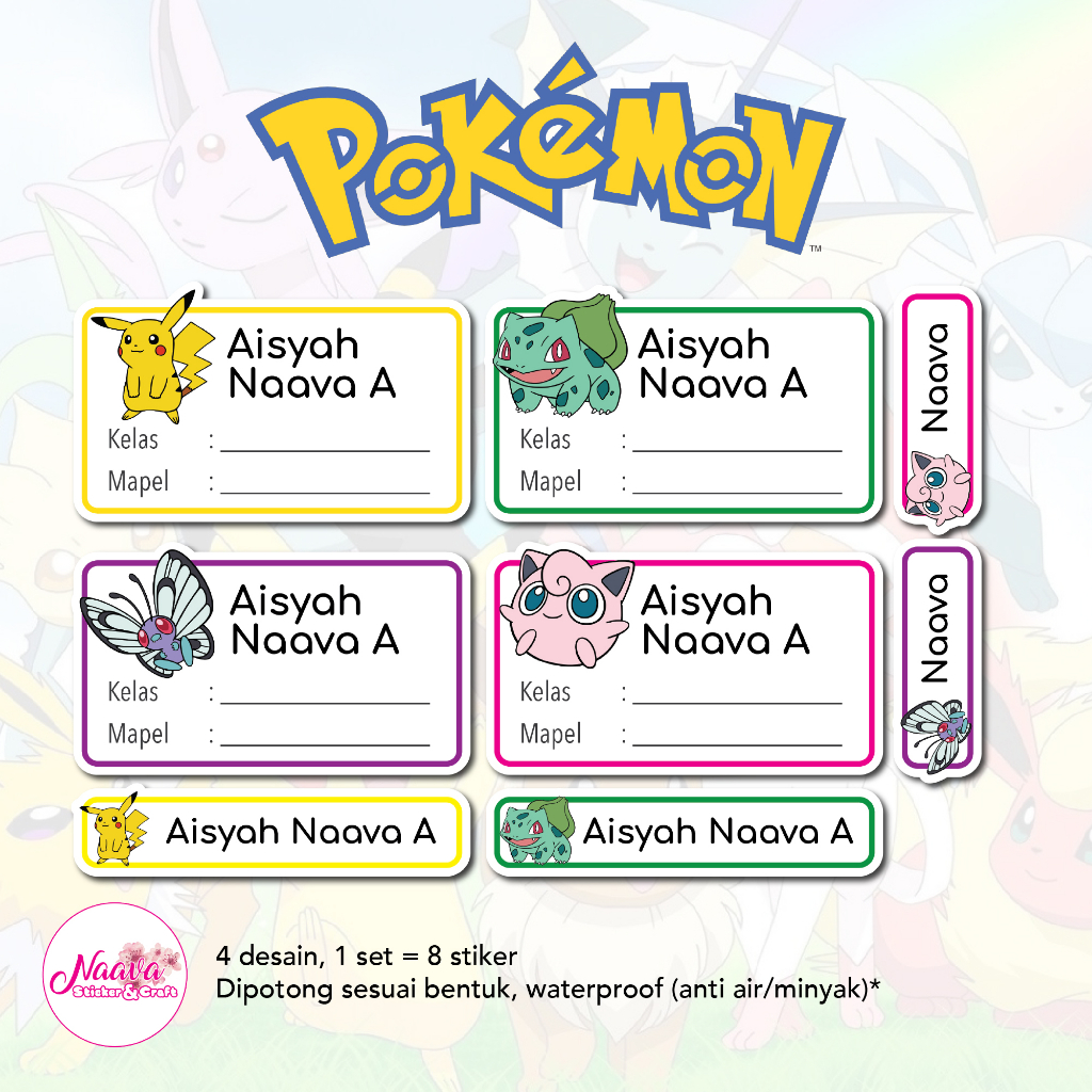 

STIKER LABEL BUKU CUSTOM NAMA ANAK COMBO 3 - POKEMON