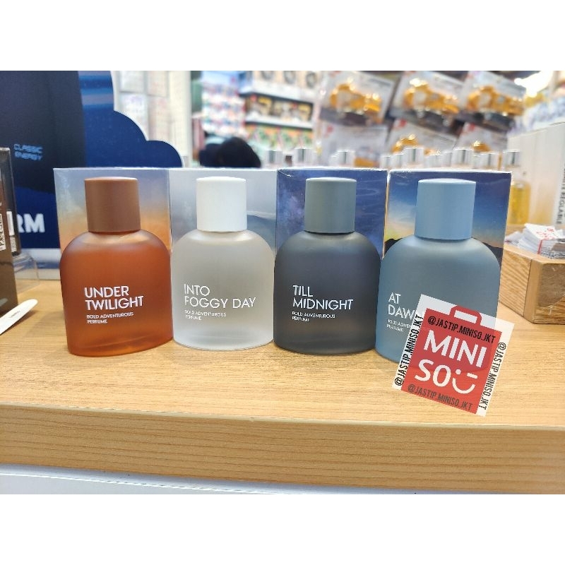 MINISO 🆕 Parfum EDP Cowok BOLD ADVENTUROUS Edition 85ml At Dawn, Under Twilight, Into Foggy Day, Til