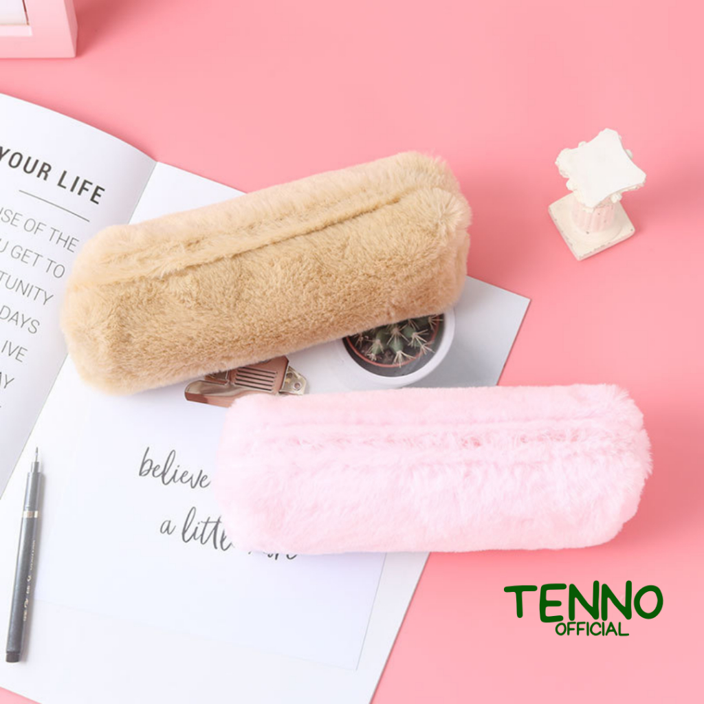 

Tenno Tempat Tepak Pensil Bulu Lucu Warna Soft Kotak Pencil Pastel Kapasitas Besar Estetik Pouch Make Up Serbaguna Aesthetic