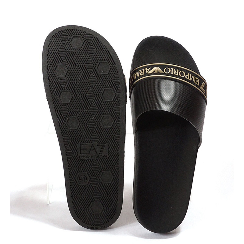 SANDAL SLIDES PRIA ARMANI EMPORIO EA7 BLACK GOLD ORIGINAL