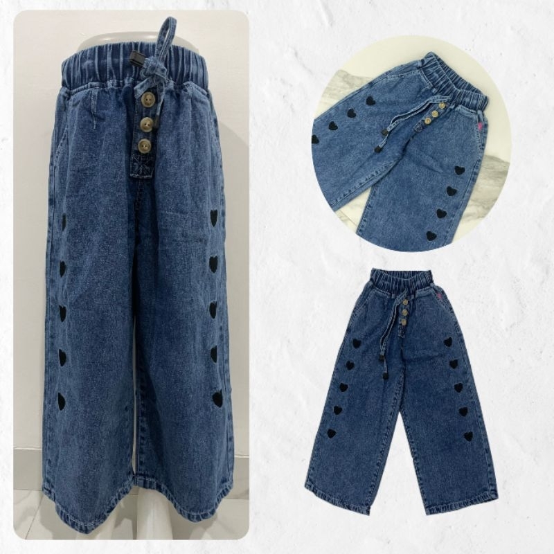 LOVE CULLOTES | Celana Kulot Anak Perempuan | Celana Boyfriend Anak Perempuan | Celana Panjang Bordi