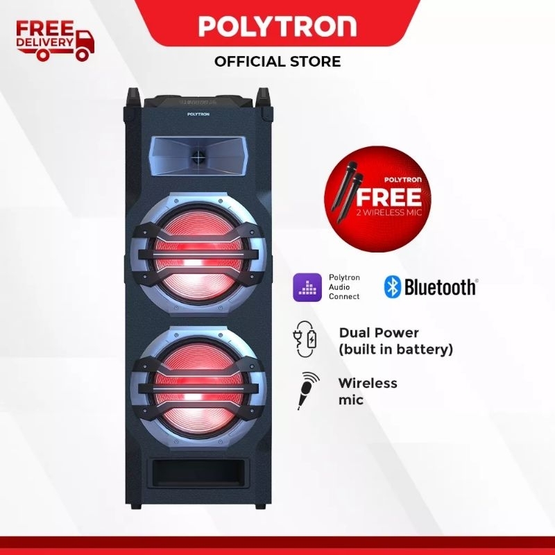 POLYTRON SPEAKER PORTABLE 12" FREE MIC WIRELESS PTS25KF25