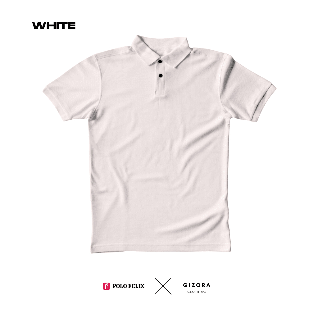 Baju Polo Lacoste Kaos Polos Kerah Super Premium Katun - White / Putih - Polo Felix x Gizora