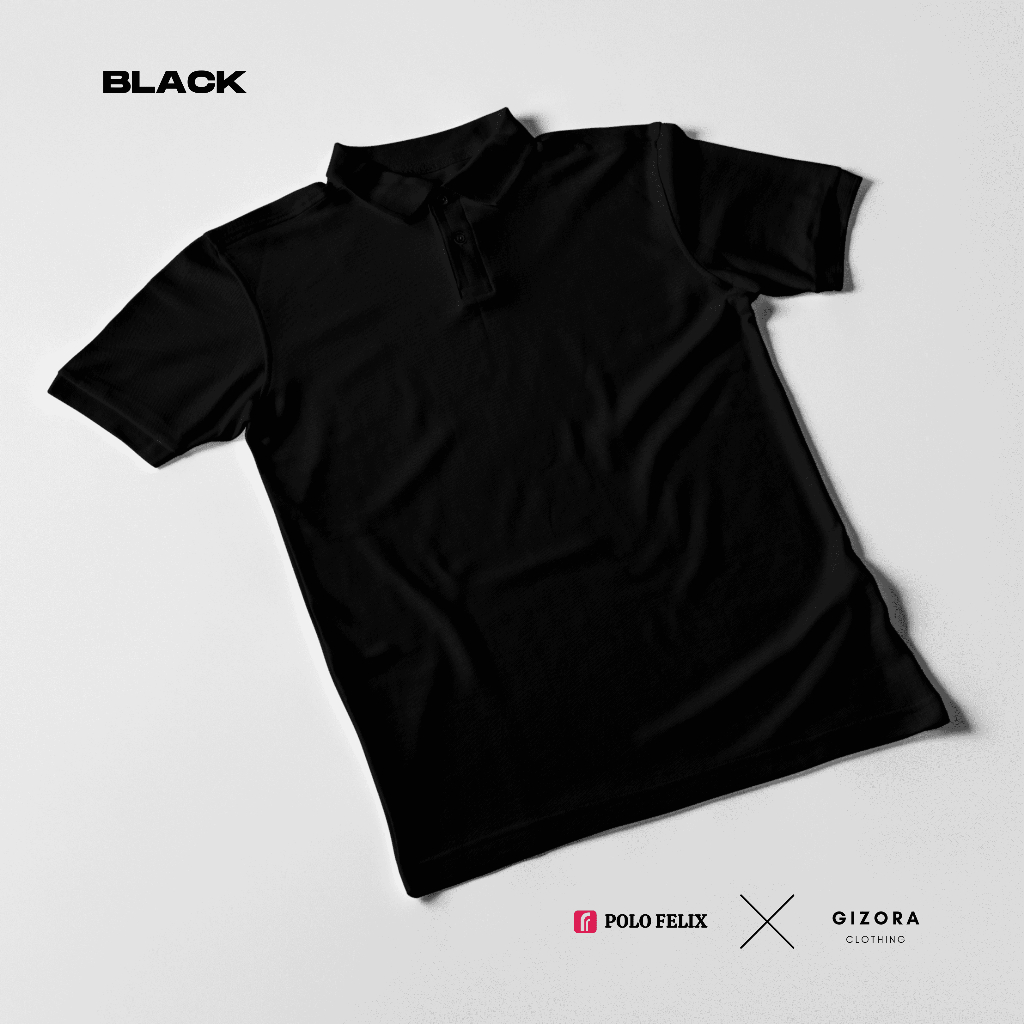 Baju Polo Lacoste Pria Wanita Kaos Polos Kerah Super Premium Katun - Black / Hitam - Polo Felix x Gizora