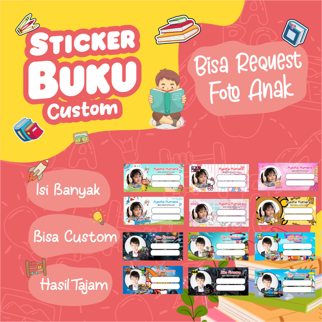 

Cetak Print stiker Sticker Buku Sekolah Mata Pelajaran Mapel Anak Custom Desain Bebas
