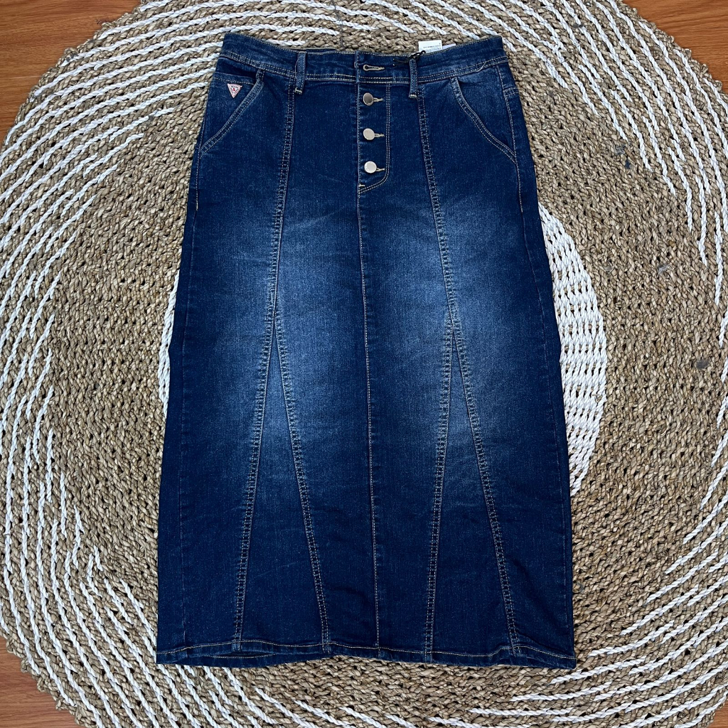 LAGI DISKON Rok Jeans 7/9 Button Skirt Wanita M2 4271 Mis 2000 Bahan Denim Murah Halus Tebal