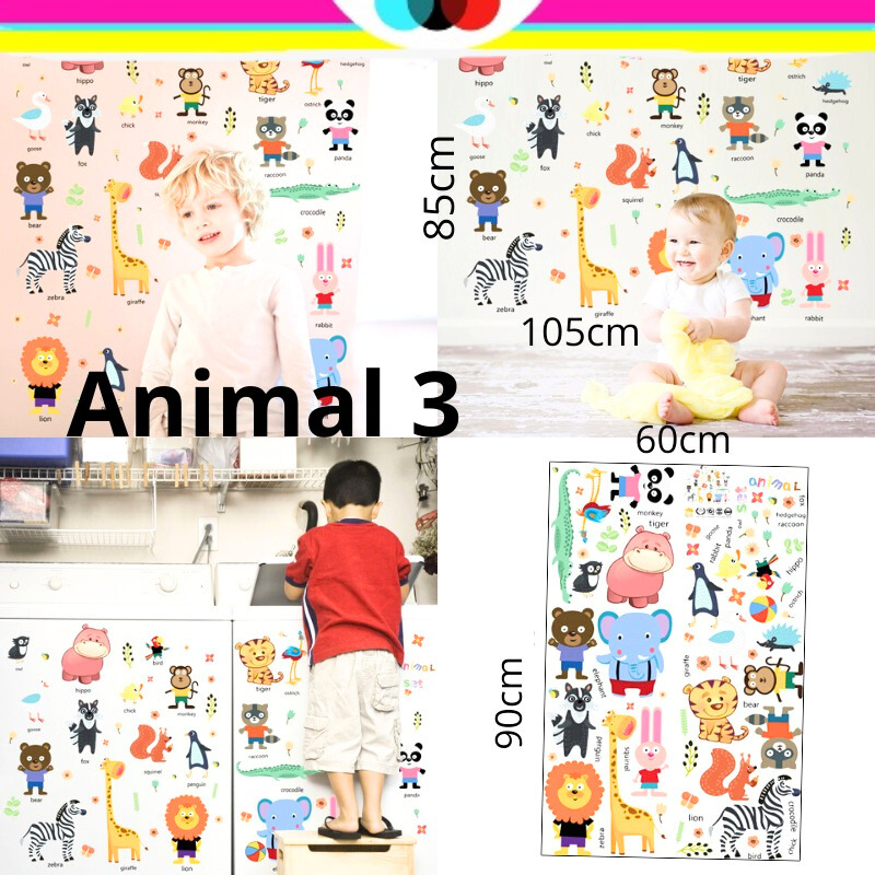 WALLSTICKER WALL STICKER STIKER SETIKER DINDING MOTIF GAMBAR ANIMAL 2 3 LUCU DEKORASI KAMAR RUANG TI
