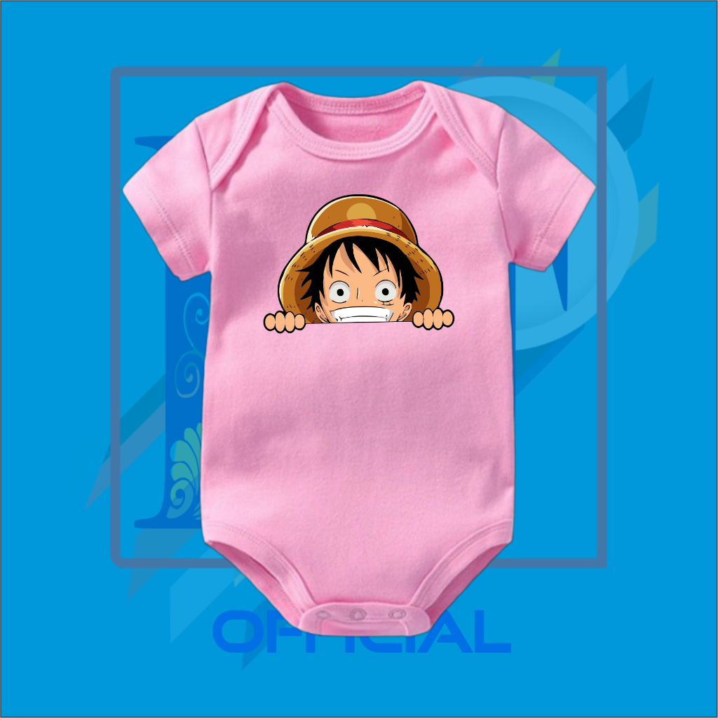 BAJU BAYI JUMPER BABY ONE PIECE LUFFY | BAJU BAYI ANIME LUFFY CHIBI bodysuit jumpsuit jumper pendek 