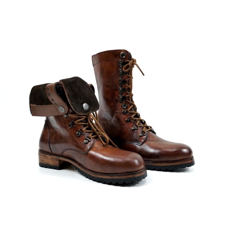 M&T - Sepatu Boots Retro Wanita Vintage Italian Leather