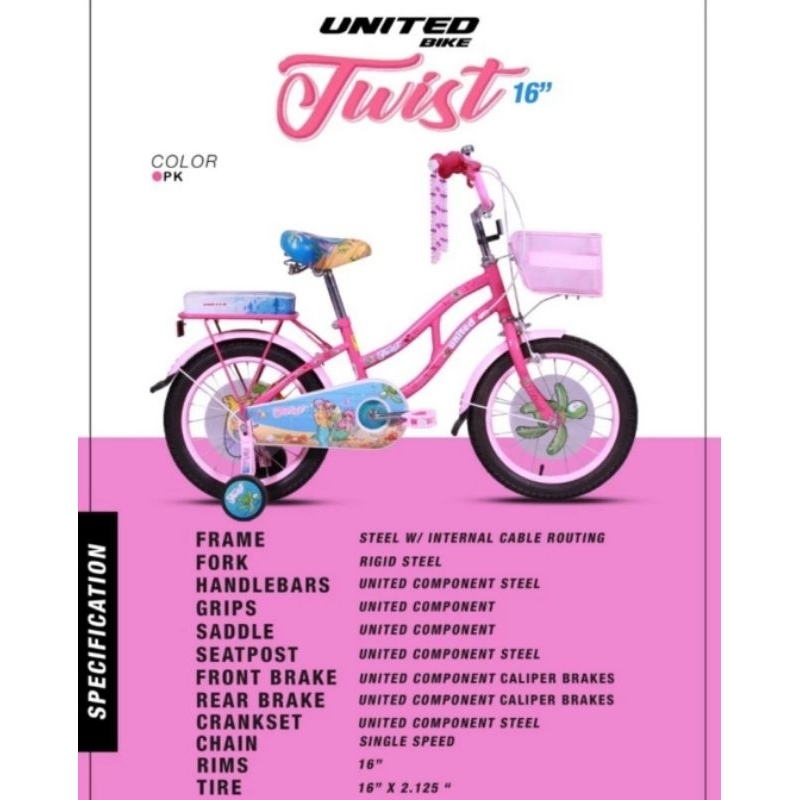 Sepeda Mini United Twist 16 inc Sepeda anak perempuan