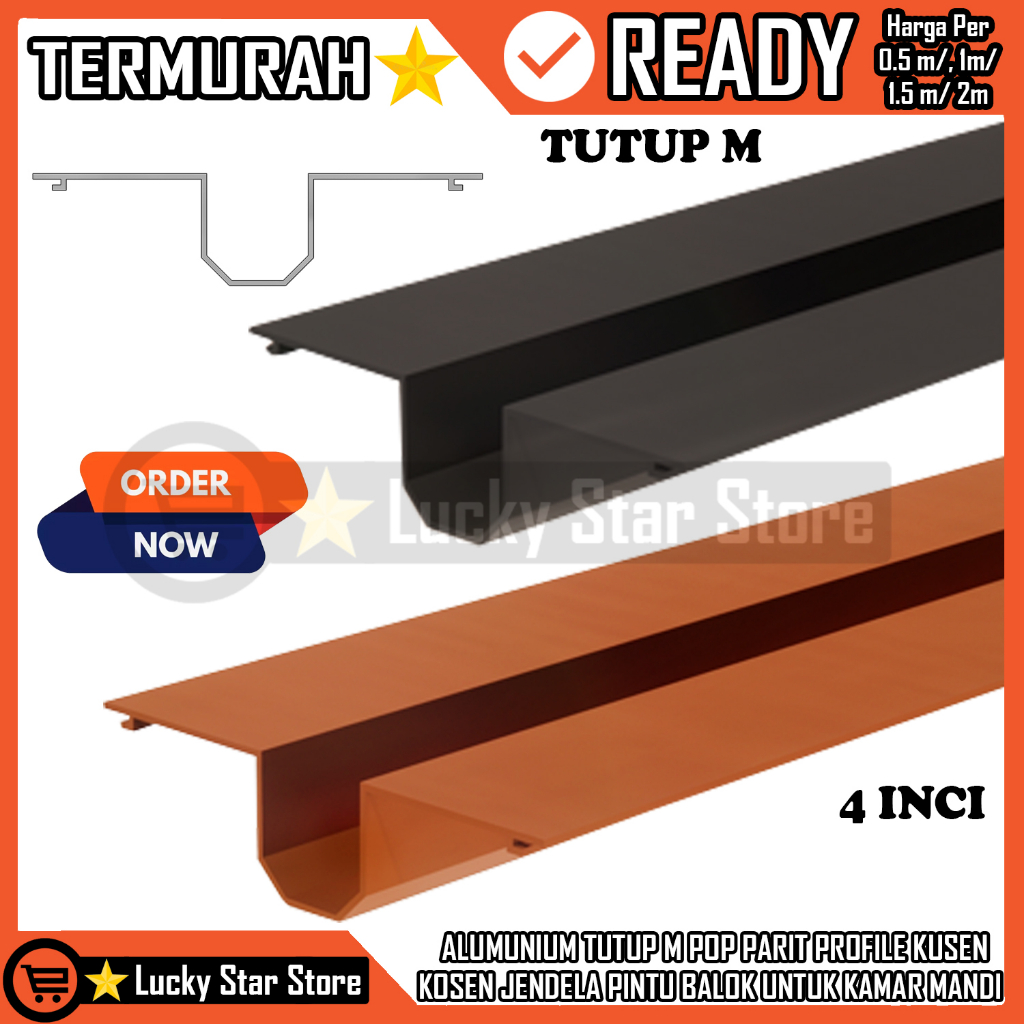 ALUMUNIUM ALUMINIUM TUTUP M PROFIL KUSEN 4 IN INCI INCH PROFIL ALUMINIUM PENGGANTI PENUKAR TIANG KAY