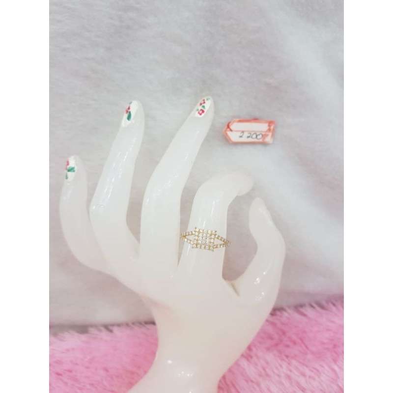 CP3479F107F Cincin model permata putih full emas putih emas kuning asli berat 2.200 no 15 d 1,7cm ka