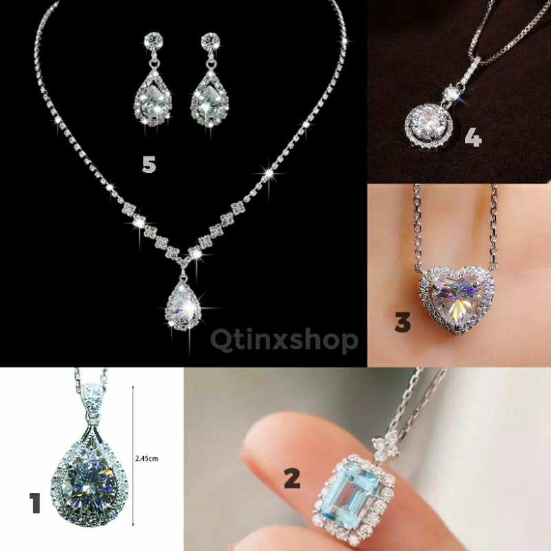 Set perhiasan kalung anting pesta aksesoris kalung anting / perhiasan wanita
