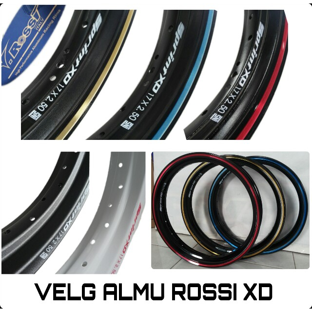 Velg almu Rossi XD two tone 250.17 hitam merah twotone